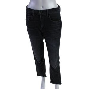 3x1 NYC Womens Zipper Fly High Rise Fringe Trim Straight Leg Jeans Gray Size 29